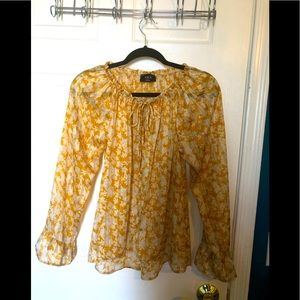 Vici Collection Floral  Chiffon Peplum Blouse in Lilac/Peach S